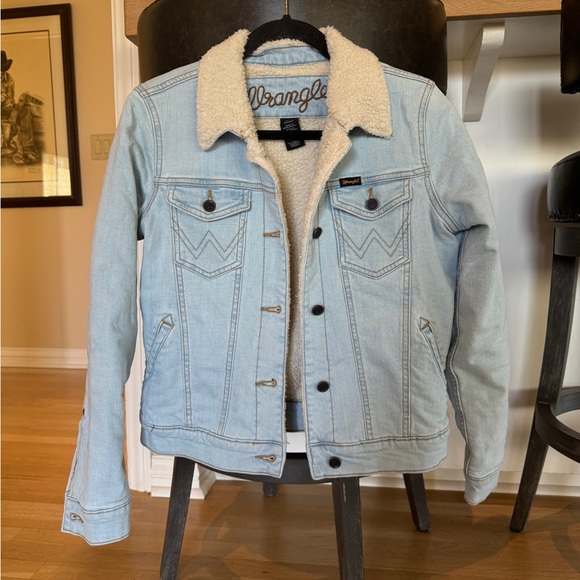 Wrangler Jackets & Blazers - Wrangler Light Blue Denim Jacket with Cream Sherpa Lining